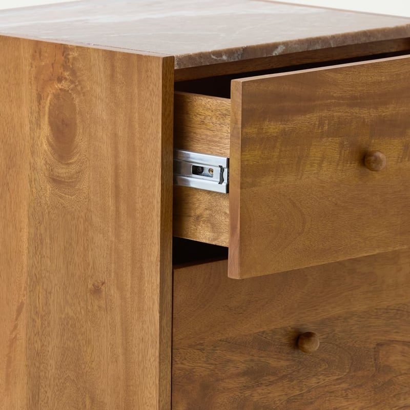 Atti Toronto & Walnut Marble Top Bedside Table