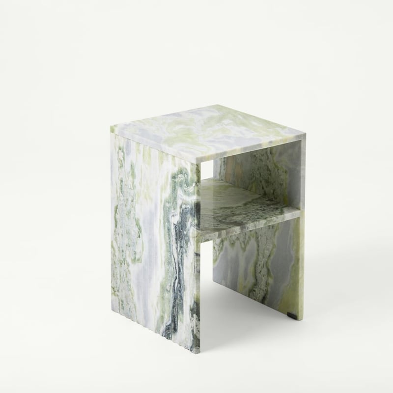 Athena Green Onyx Marble Fluted Bedside Table