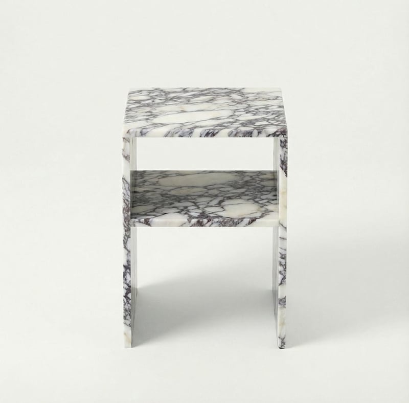 Athena Voila Marble Fluted Bedside Table