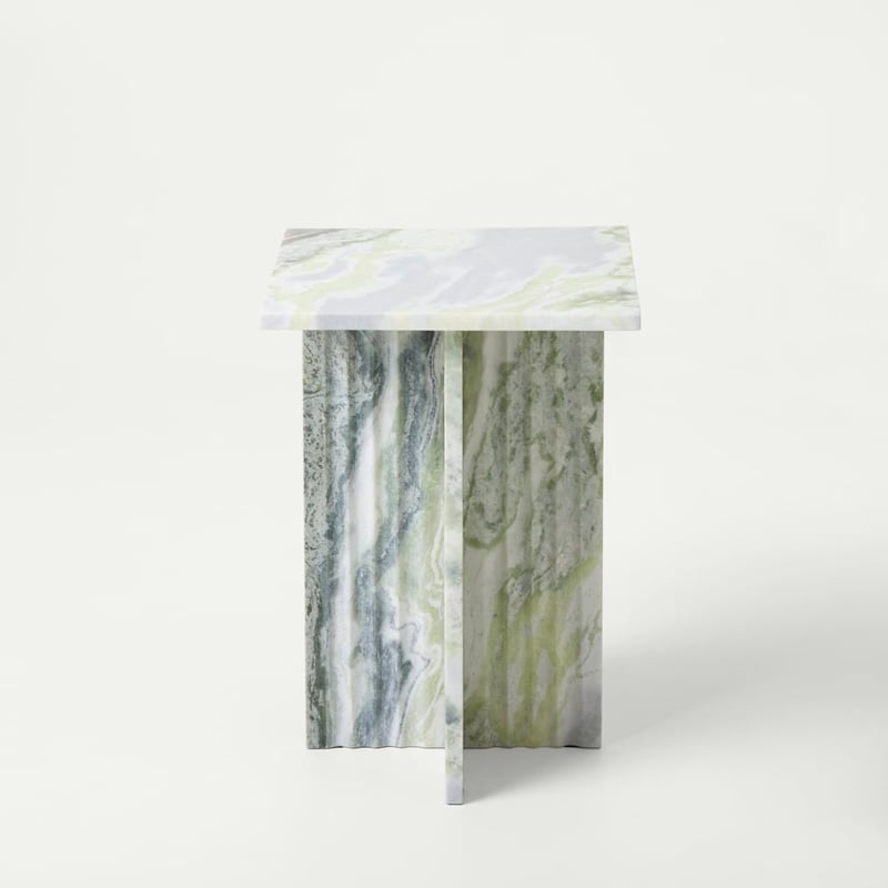 Athena Green Onyx Marble Fluted Side Table