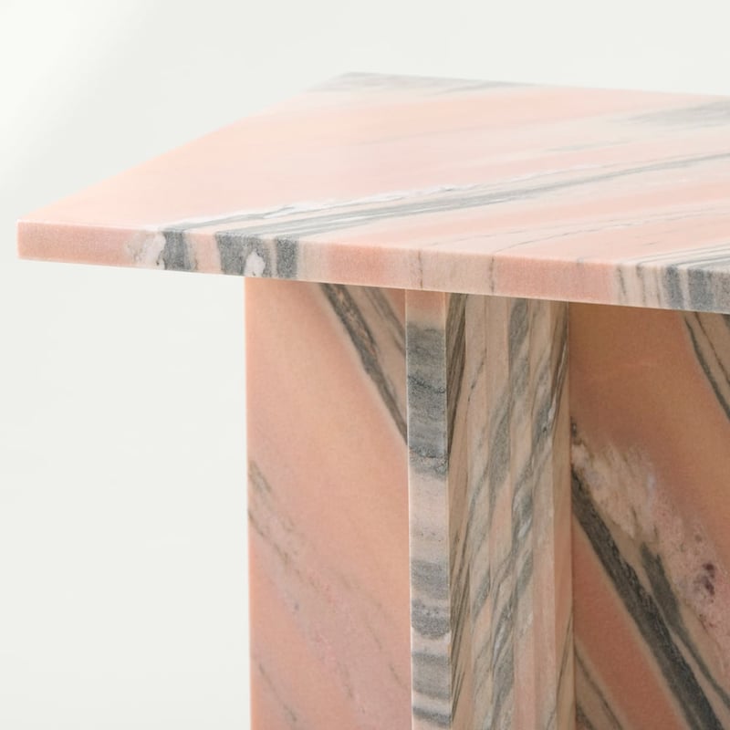 Athena Pink Marble Fluted Side Table
