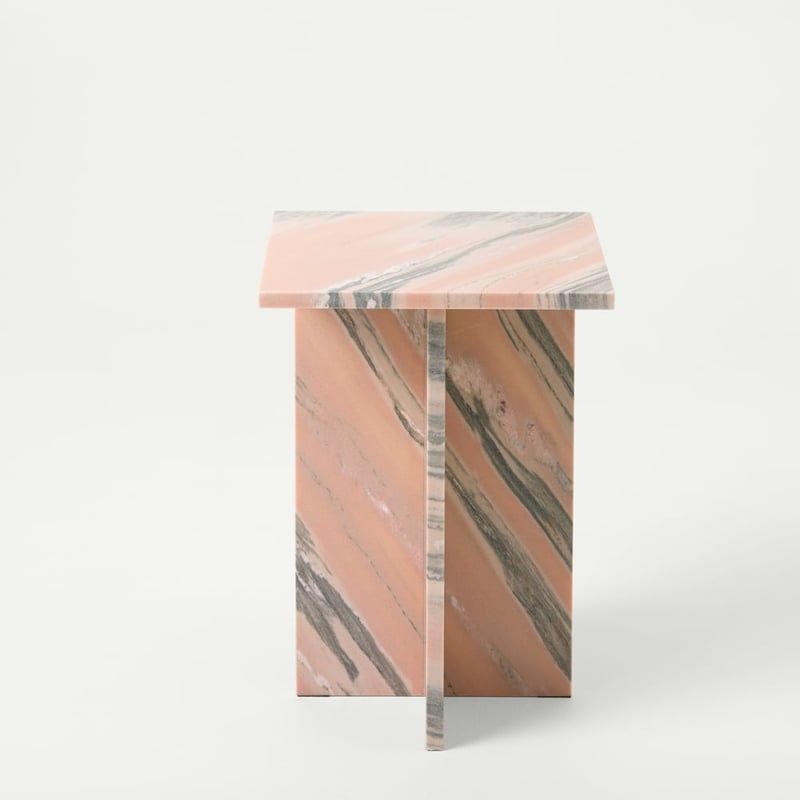 Athena Pink Marble Fluted Side Table