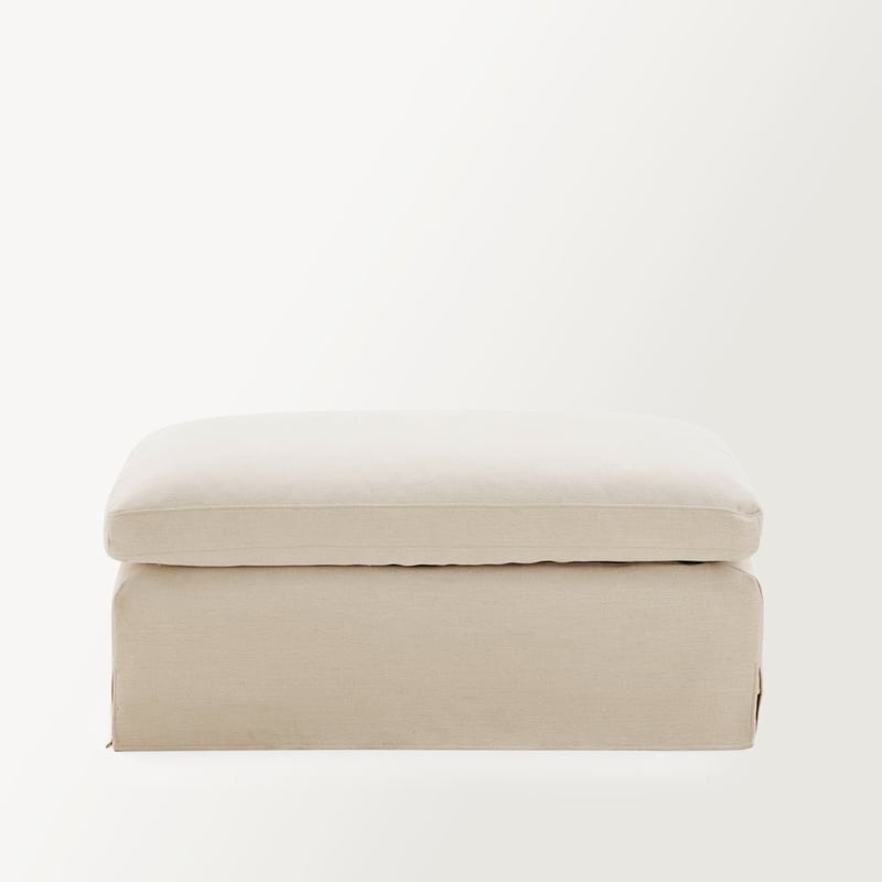 River Beige Linen Ottoman 