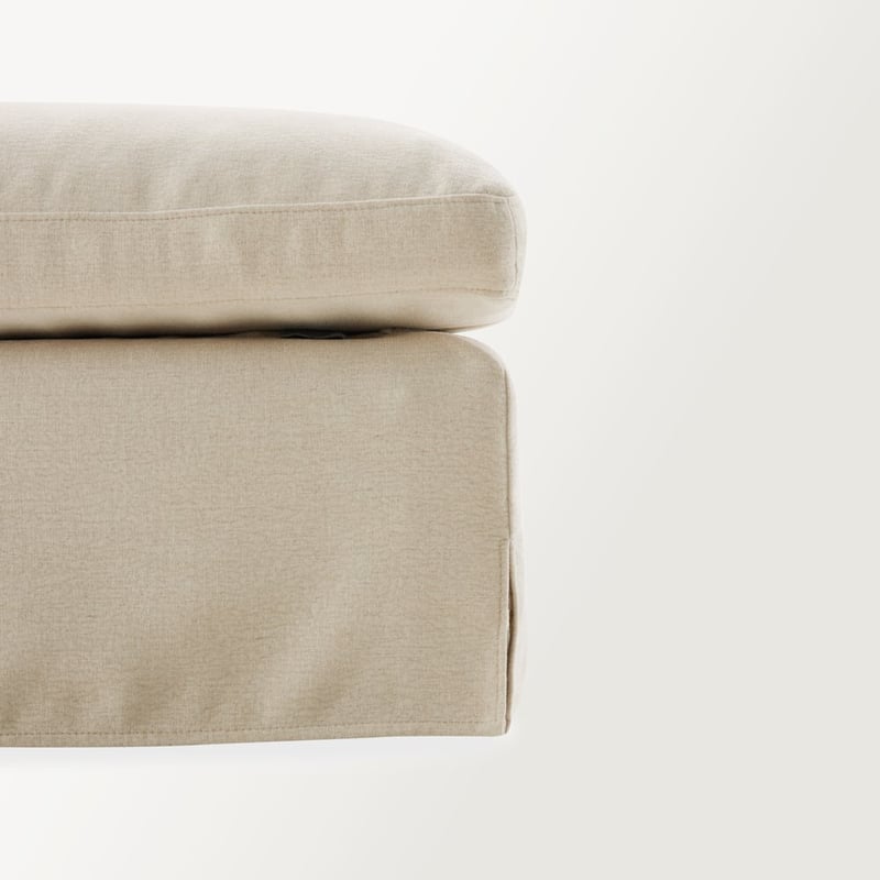 River Beige Linen Ottoman 