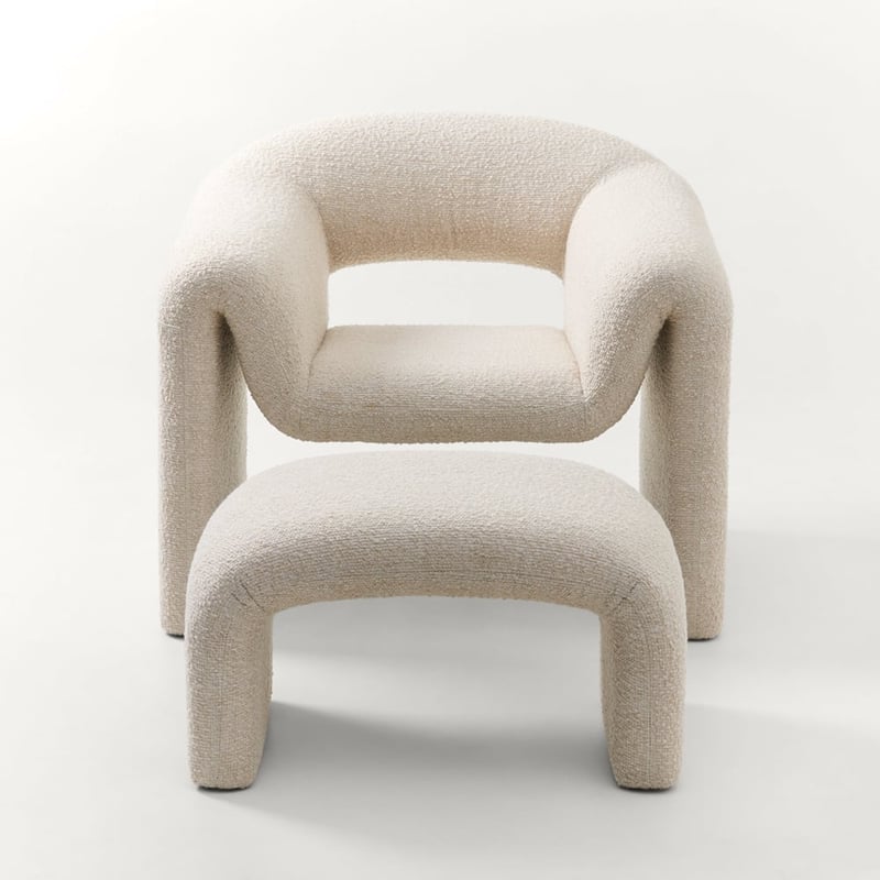 Cleo Almond Boucle Ottoman