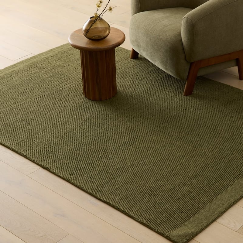 Finn Hand Loomed Olive Wool Rug
