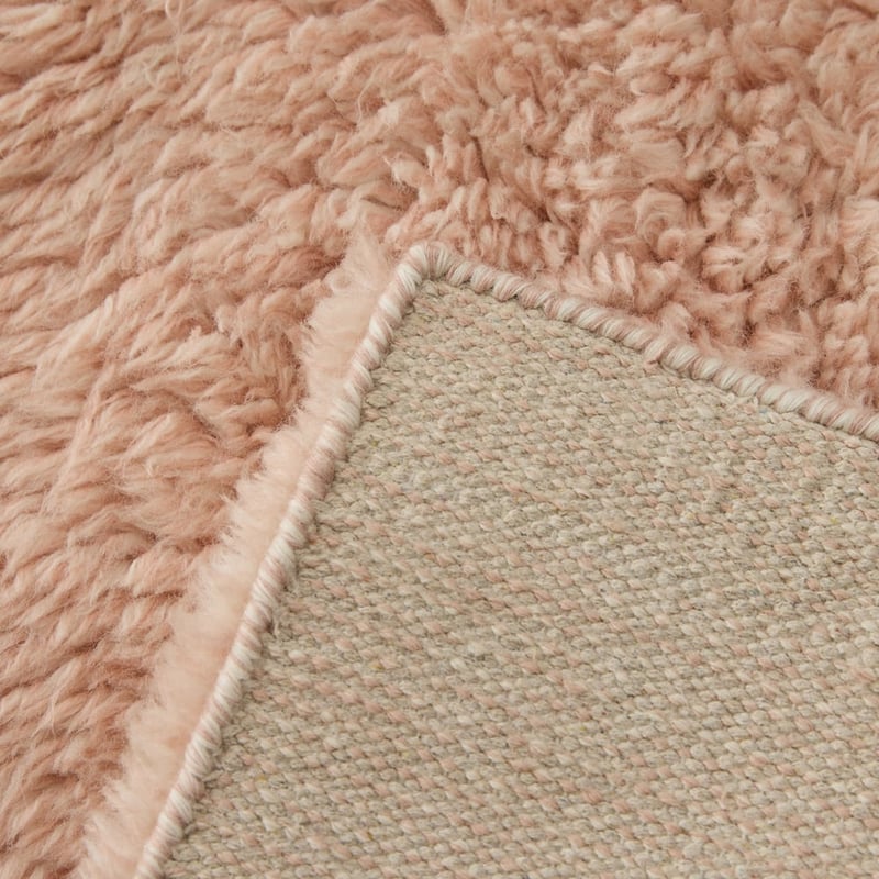 Farrah Flokati Blush Pink Hand Woven Wool Rug