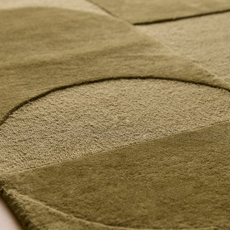 Echo Olive Hand Tufted Cut and Loop Wool Rug