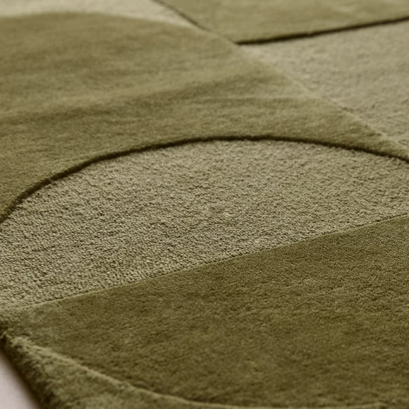 Echo Olive Hand Tufted Cut and Loop Wool Rug