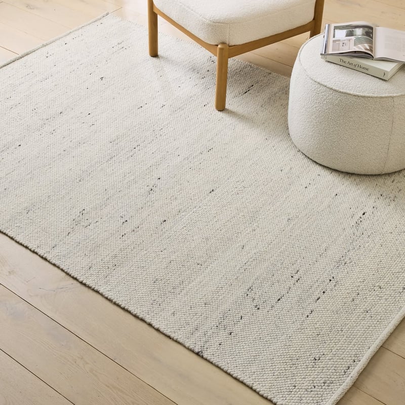 River Cream Pebble Hand Looped Natural Wool Rug