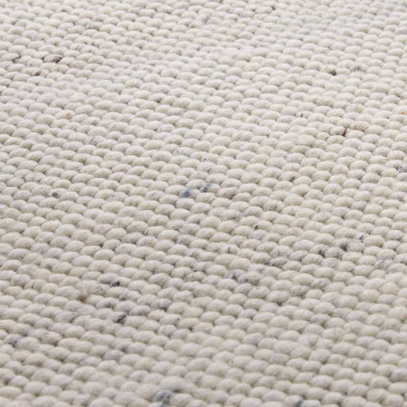 River Cream Pebble Hand Looped Natural Wool Rug