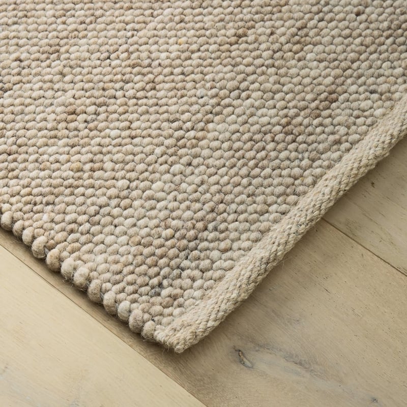 River Natural Pebble Hand Looped Natural Wool Rug 