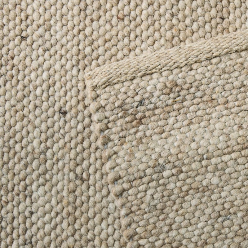 River Natural Pebble Hand Looped Natural Wool Rug 