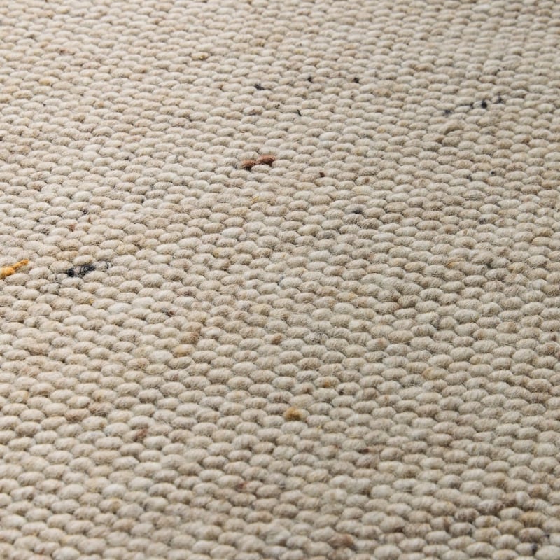 River Natural Pebble Hand Looped Natural Wool Rug 