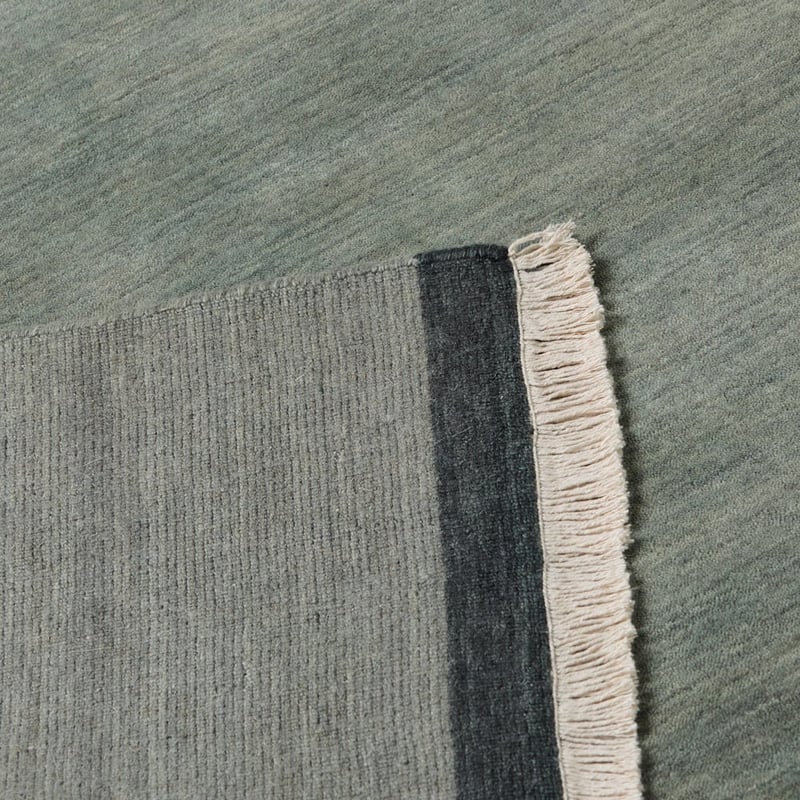 Whisper Tufted Fringed Mineral Blue Wool Rug