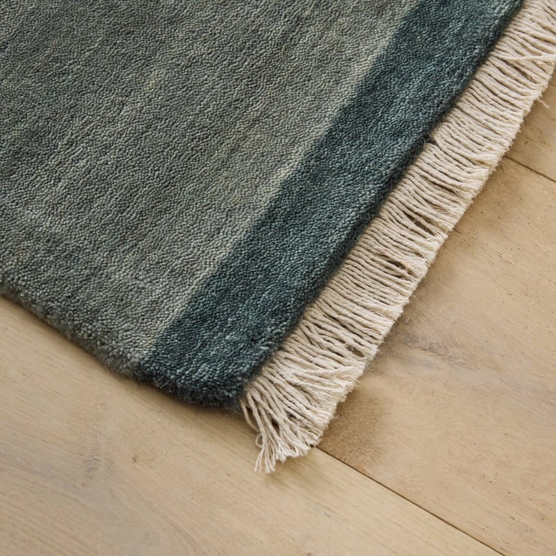 Whisper Tufted Fringed Mineral Blue Wool Rug
