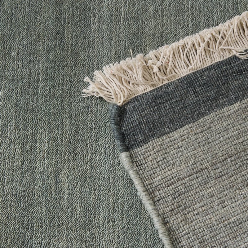 Whisper Tufted Fringed Mineral Blue Wool Rug