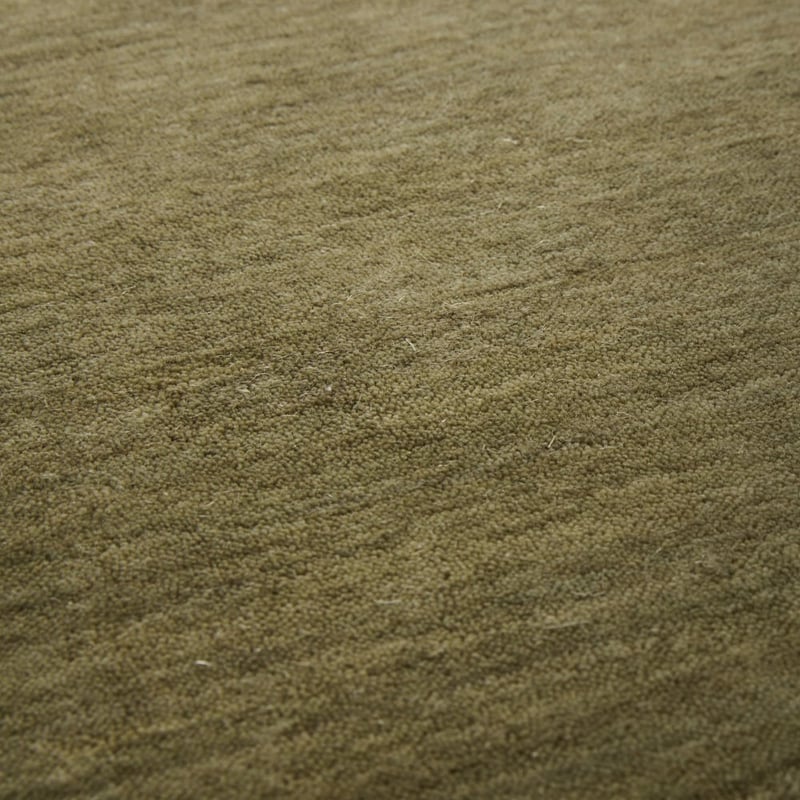 Whisper Tufted Fringed Olive Green Wool Rug