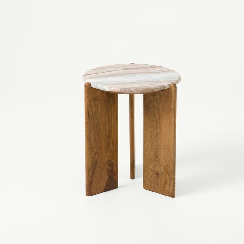 Marmo Toronto & Walnut Marble Side Table