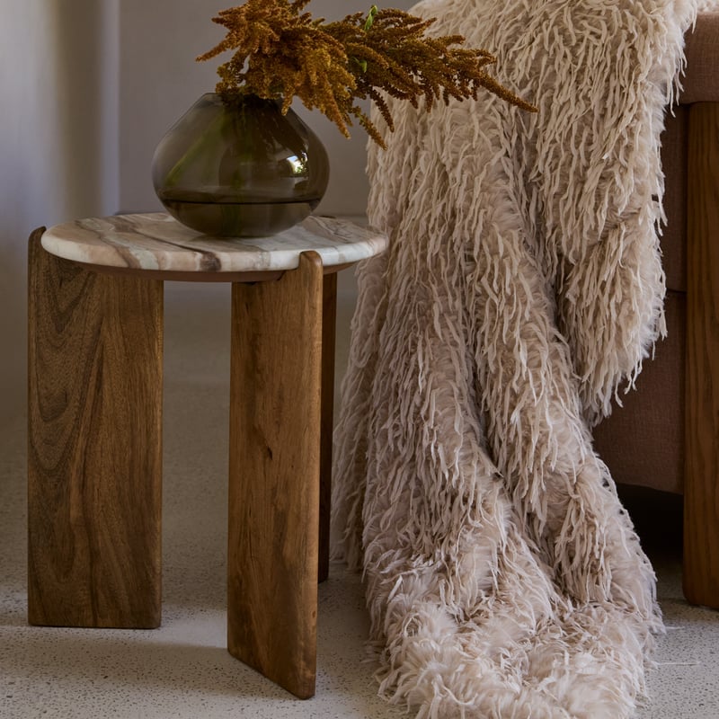 Marmo Toronto & Walnut Marble Side Table