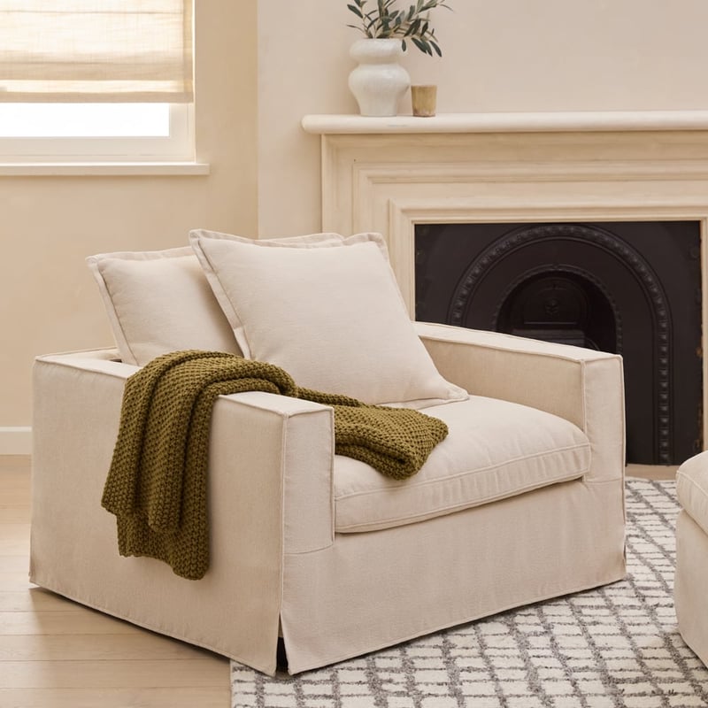 River Beige Linen Armchair