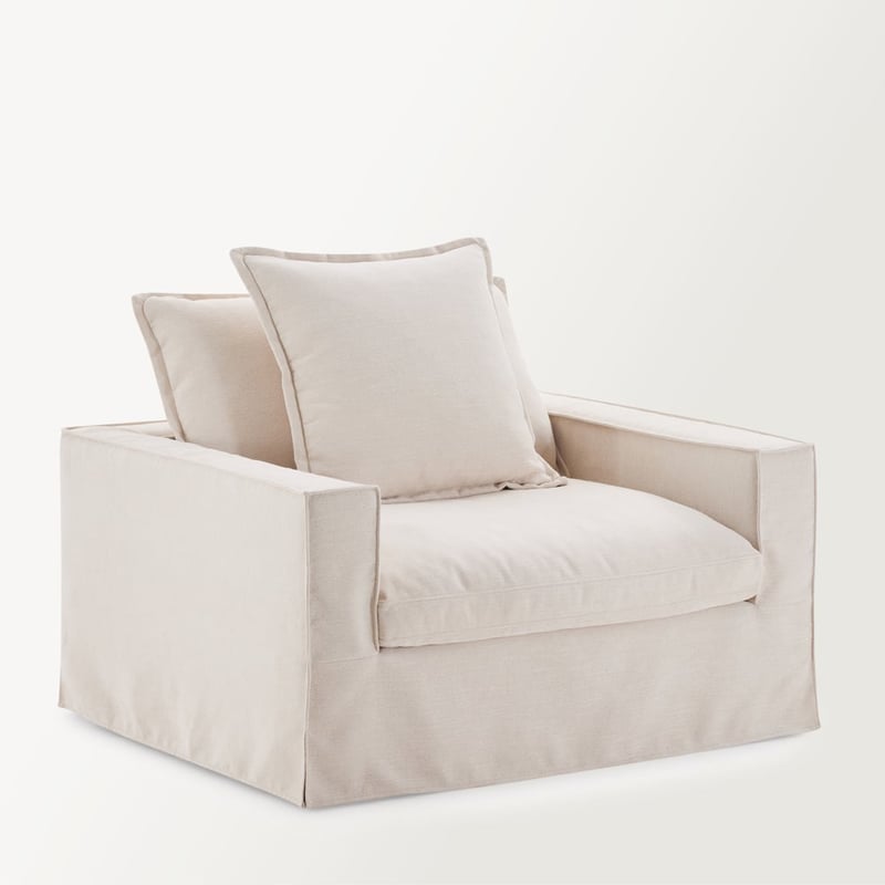 River Beige Linen Armchair