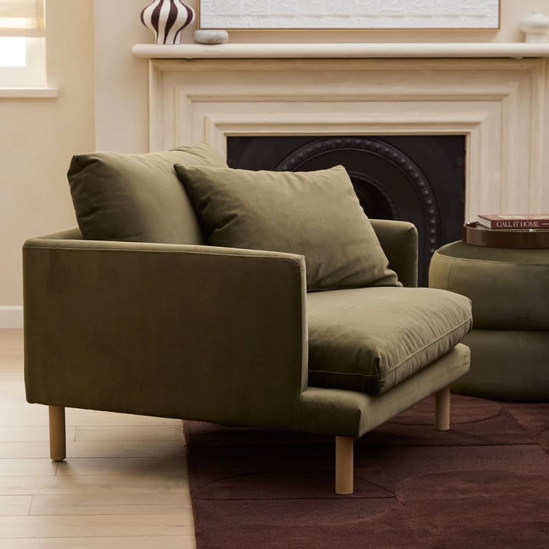 Morrison Olive Velvet Armchair