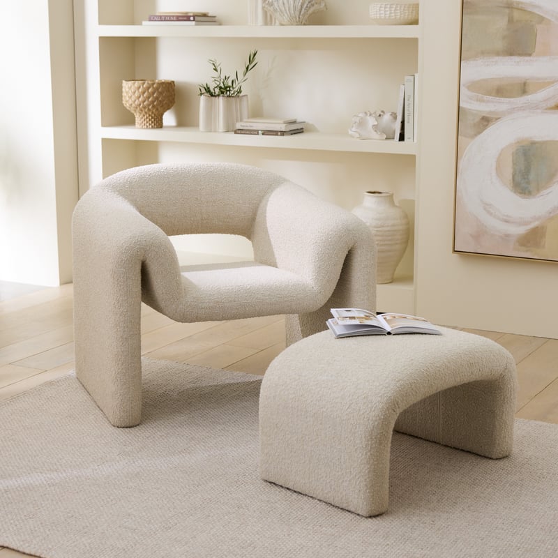 Cleo Almond Boucle Ottoman