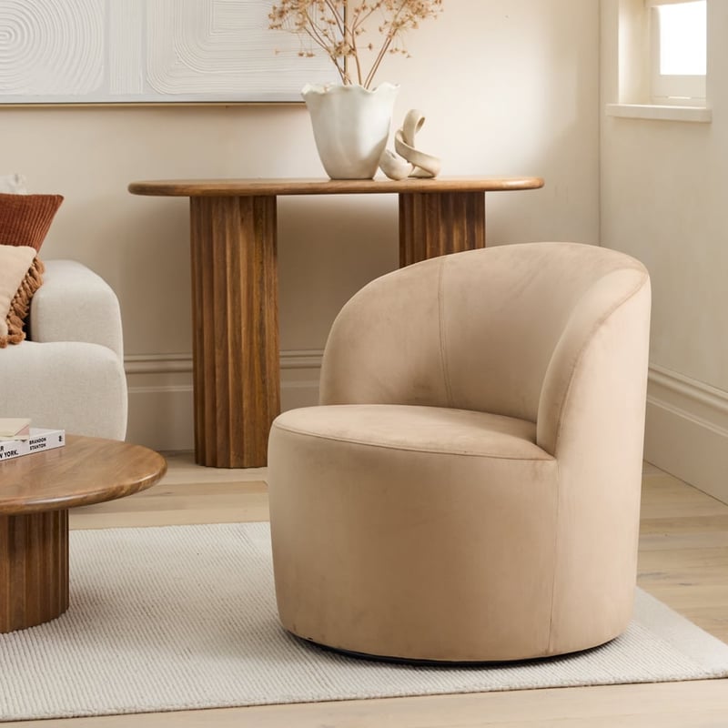 Bonnie Mushroom Velvet Swivel Chair