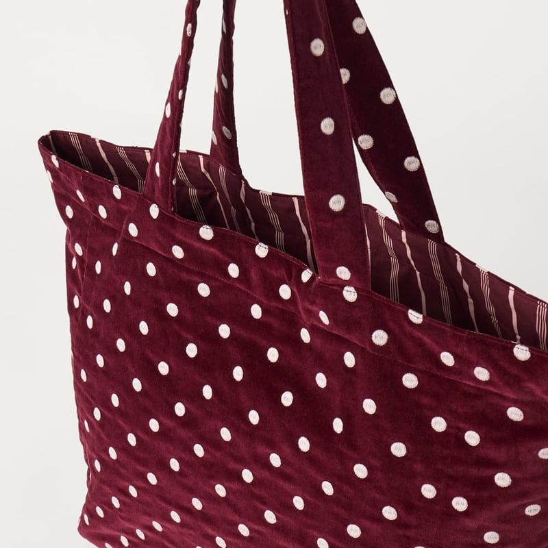 Burgundy Polka Dot Tote Bag
