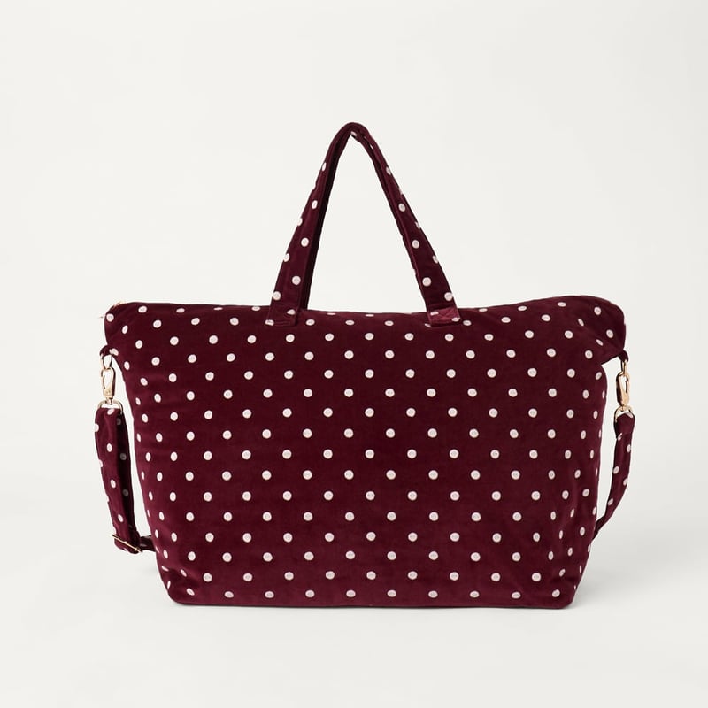 Burgundy Polka Dot Overnight Bag