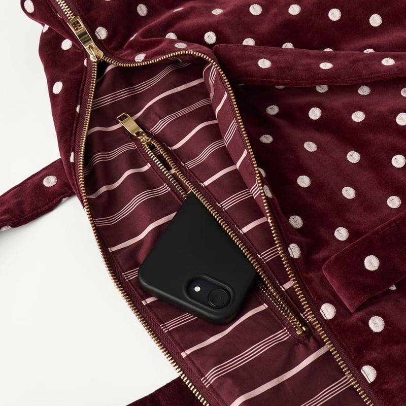 Burgundy Polka Dot Overnight Bag