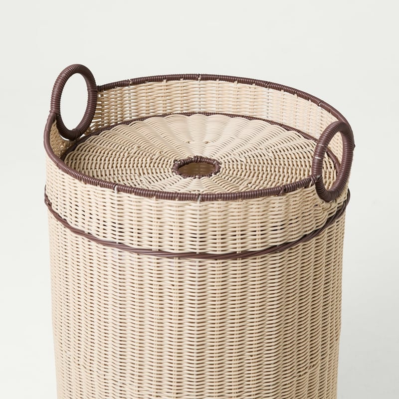 Piper Cream & Chocolate Laundry Basket with Lid