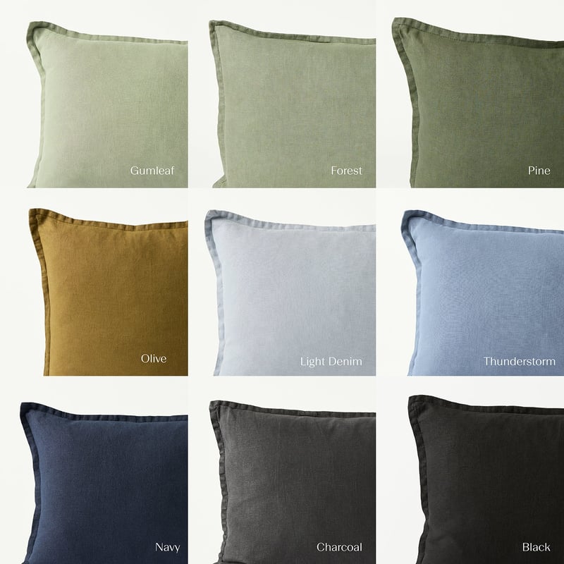 Belgian Charcoal Vintage Washed Linen Cushion