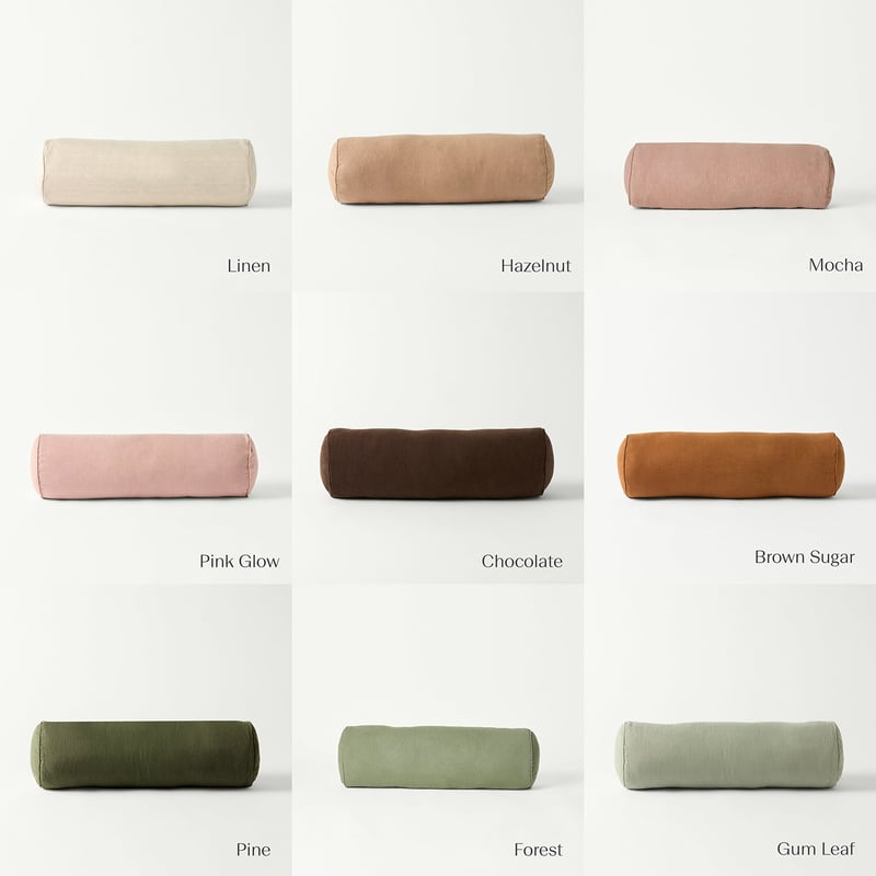 Belgian Vintage Washed Linen Mocha Bolster Cushion