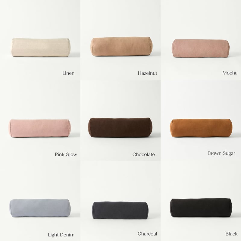 Belgian Vintage Washed Linen Chocolate Bolster Cushion