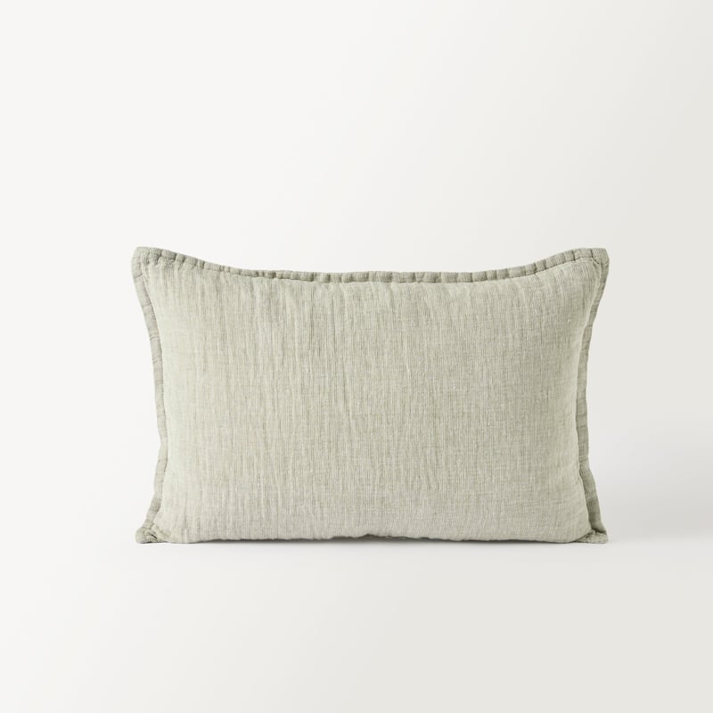 Belgian Gum Leaf Vintage Washed Linen Marle Cushion