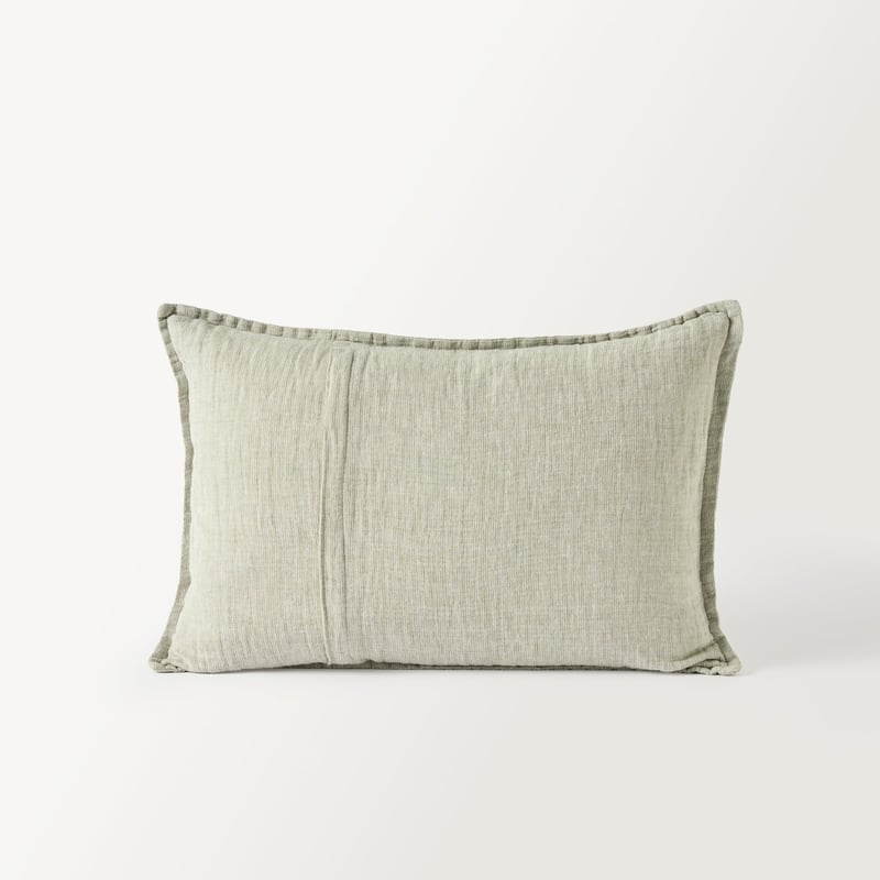 Belgian Gum Leaf Vintage Washed Linen Marle Cushion