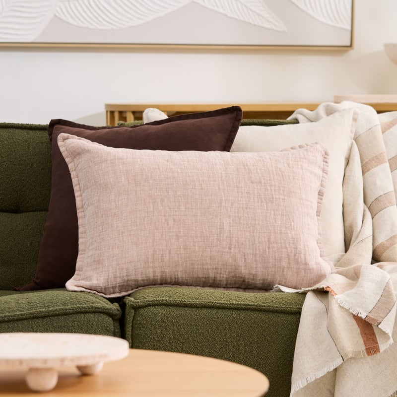 Belgian Hazelnut Vintage Washed Linen Marle Cushion