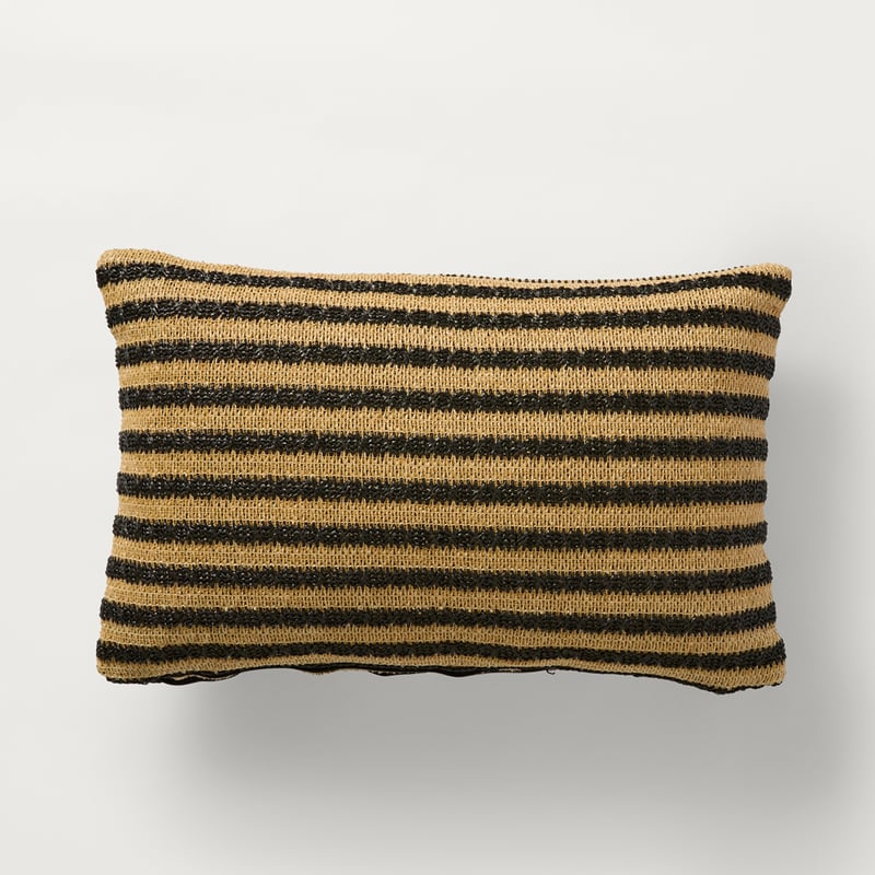 Woven Natural & Black Stripe Outdoor Long Cushion