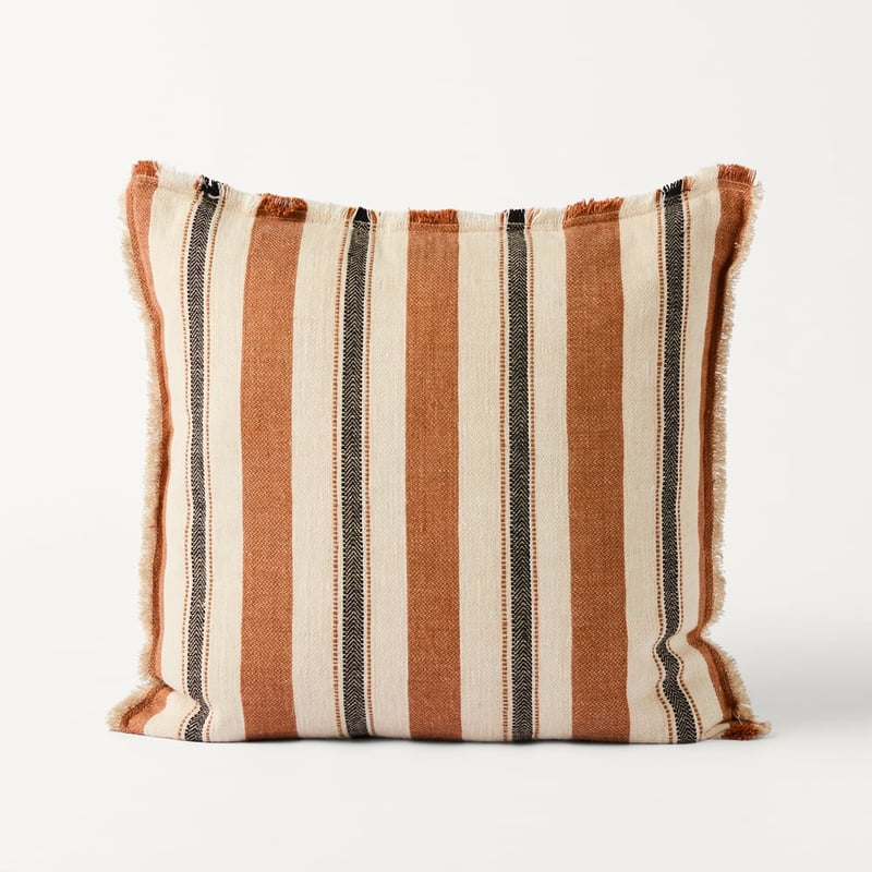 Shadow Brown Sugar & Black Linen Stripe Cushion