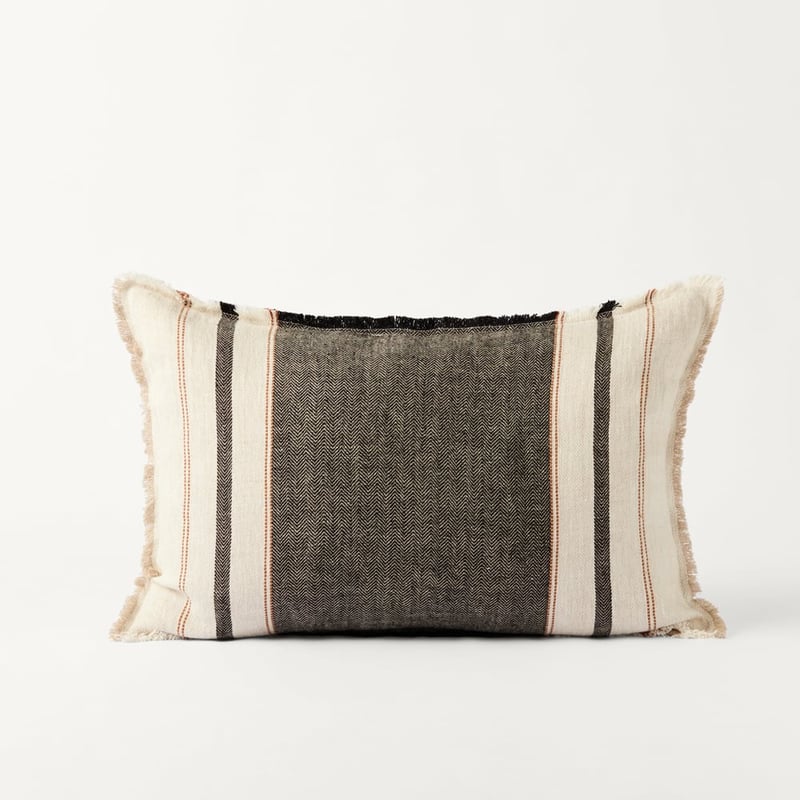 Echo Linen Brown Sugar & Black Stripe Cushion