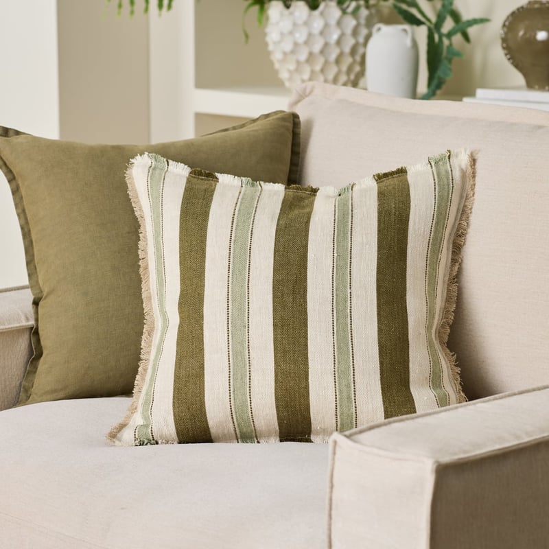 Shadow Linen Olive Stripe Cushion