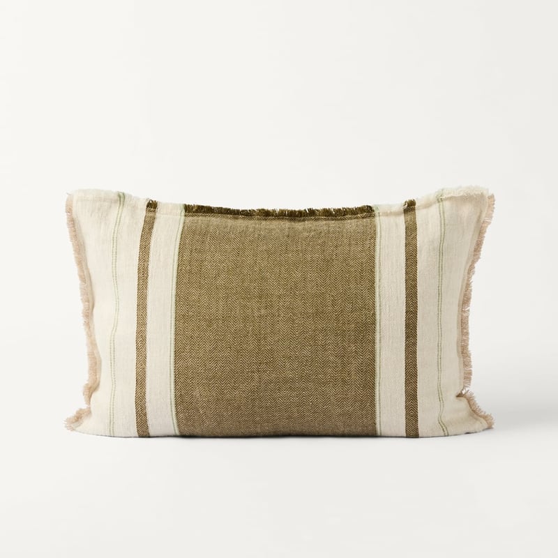 Echo Linen Olive Stripe Cushion