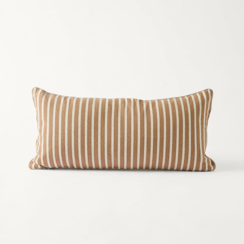 Tommy Coffee & Natural Stripe Bolster Cushion