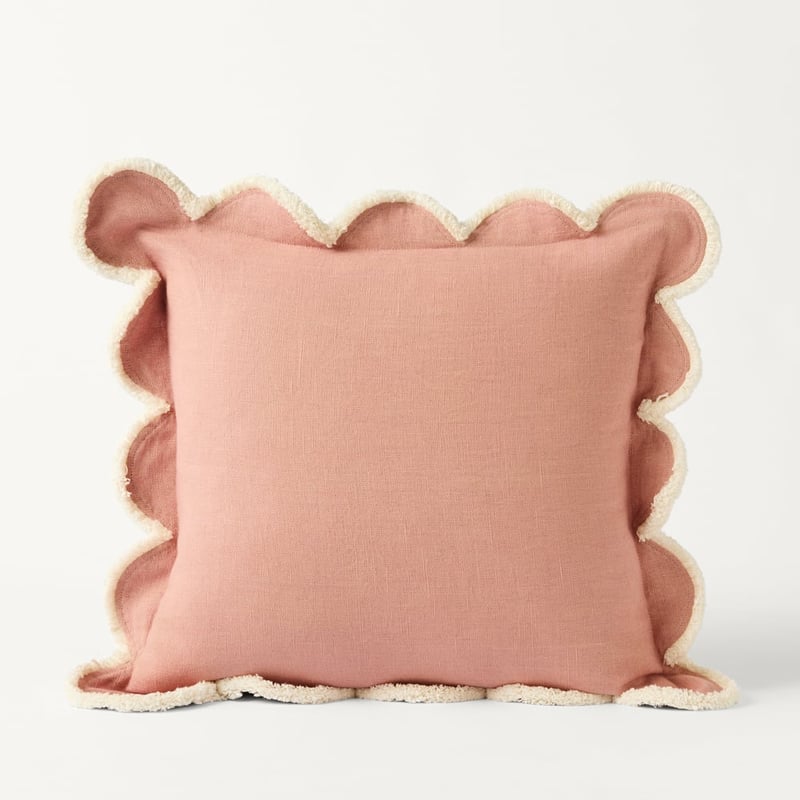 Delilah Dusty Pink Scallop Linen Cushion