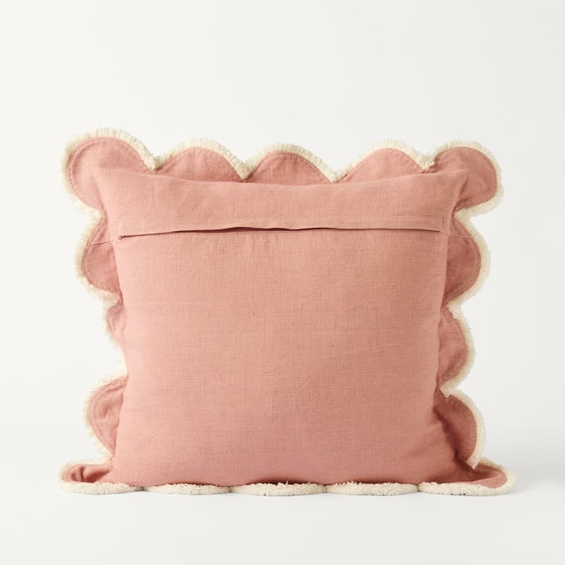 Delilah Dusty Pink Scallop Linen Cushion