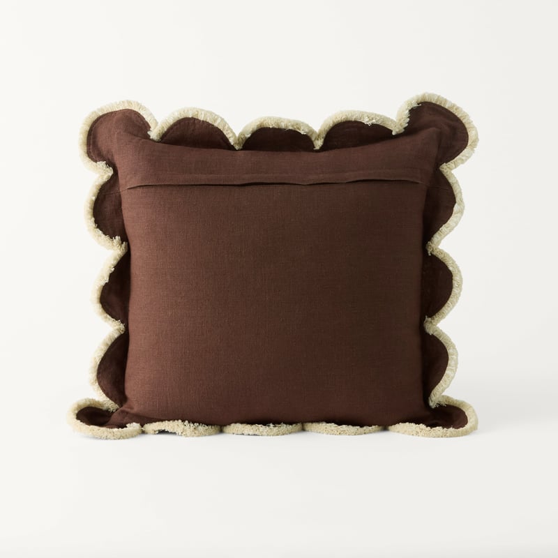 Delilah Coffee Scallop Linen Cushion