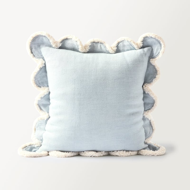 Delilah Blue Scallop Linen Cushion