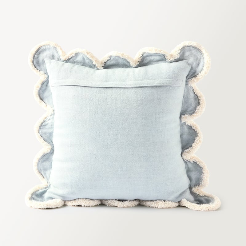Delilah Blue Scallop Linen Cushion